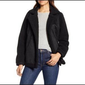Caslon Shearling Black Faux Suede Fur Jacket